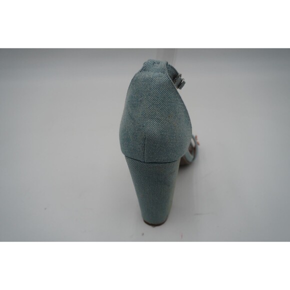 Rampage Garden Floral Embroidered beaded detail light denim Open Toe Heel Size 9 - Picture 14 of 15